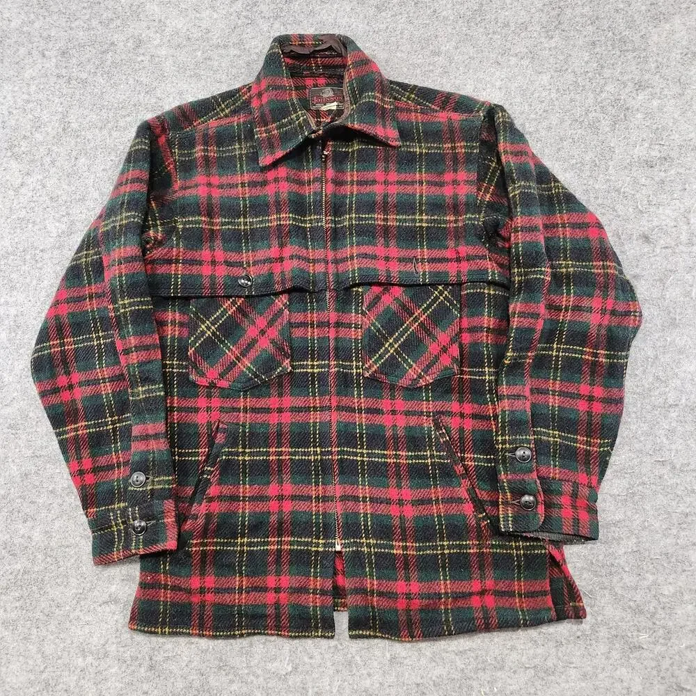 VTG Johnson‎ Woolen Mills Womens 15 Wool Plaid Buffalo Mackinaw Flannel Jacket